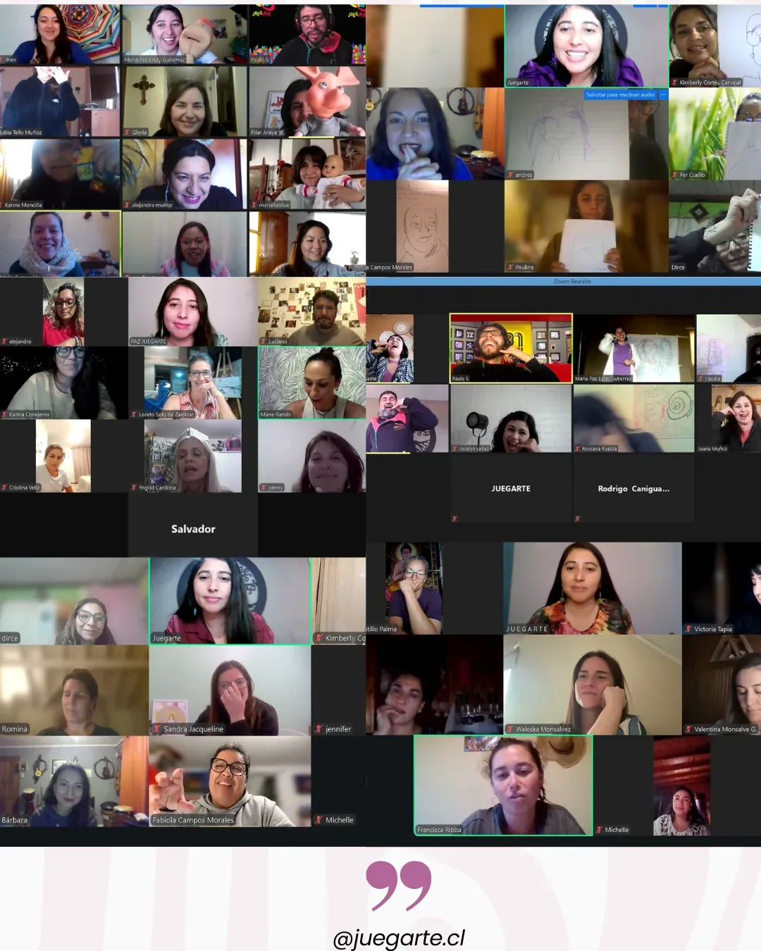 Clase online de Juegarte con participantes conectados